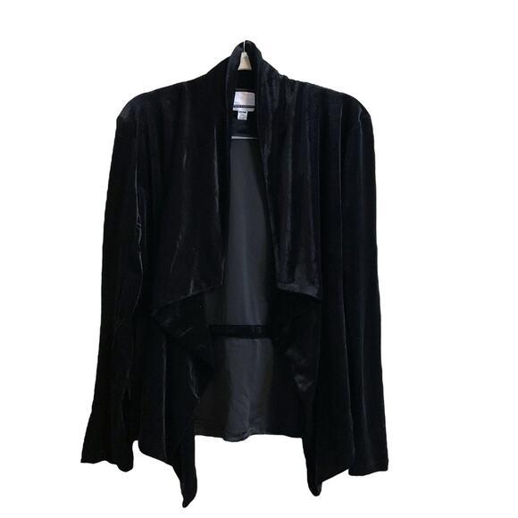 Jules & Leopold Open Jacket Women's Large Black Velvet Long Sleeve Asymmetrical - Picture 5 of 13